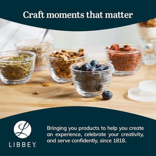 Libbey Small Glass Bowls - Set of 8 Dishwasher Safe Containers with Lids for Meal Prep & Leftovers