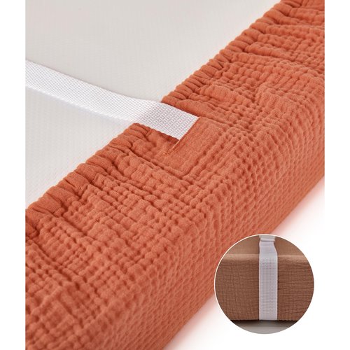 TILLYOU Muslin Changing Pad Cover for Girls Boys, Soft and Breathable Baby Diaper Changing Pad Cover, 2 Pack Caramel&Brown