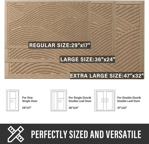 HIYARD Sturdy Front Door Mat - Absorbent, Non-Slip, Stain & Fade Resistant | 29x17 Inches, Beige