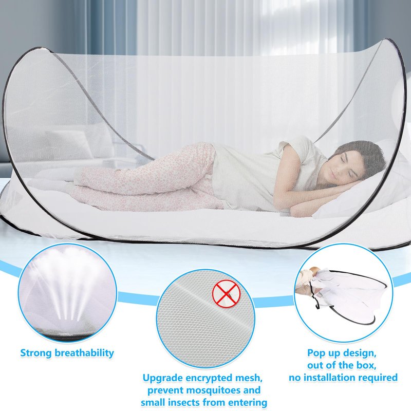 78 * 31 * 23 Inch Large Pop Up Mosquito Net, Portable Foldable Mesh Tent, Breathable Lightweight Mosquito Net Tent for Bed Camping Travel Patio