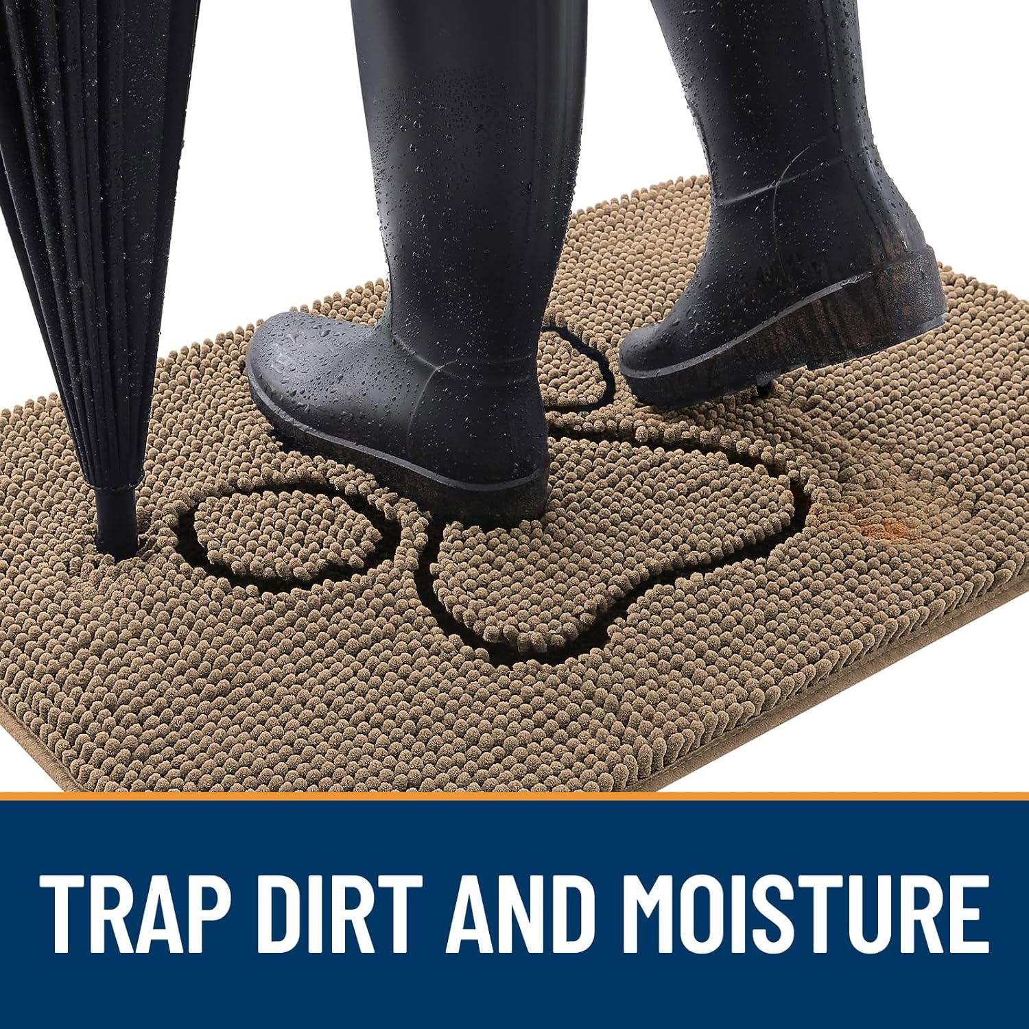 OLANLY Dog Door Mat - Absorbent Non-Slip Mud Mat for Muddy Paws | 36x24 Tan Chenille Design