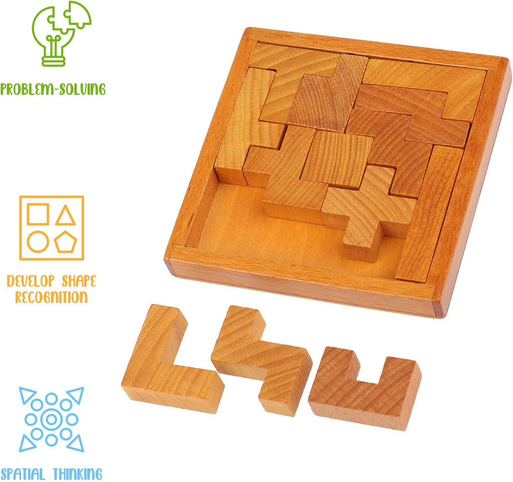 Skiennix Wooden Brain Teaser Puzzle - Engaging Challenge for Kids & Adults | Perfect for Mental Workout