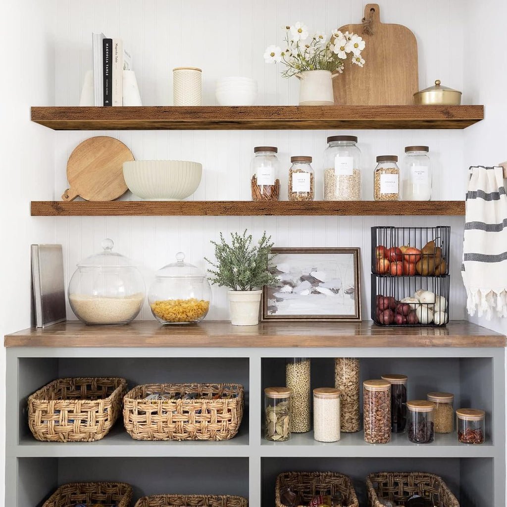 QEEIG Floating Shelves - Extra Long 47.2" Rustic Brown Wall Shelf Set of 2 for Home Decor & Display