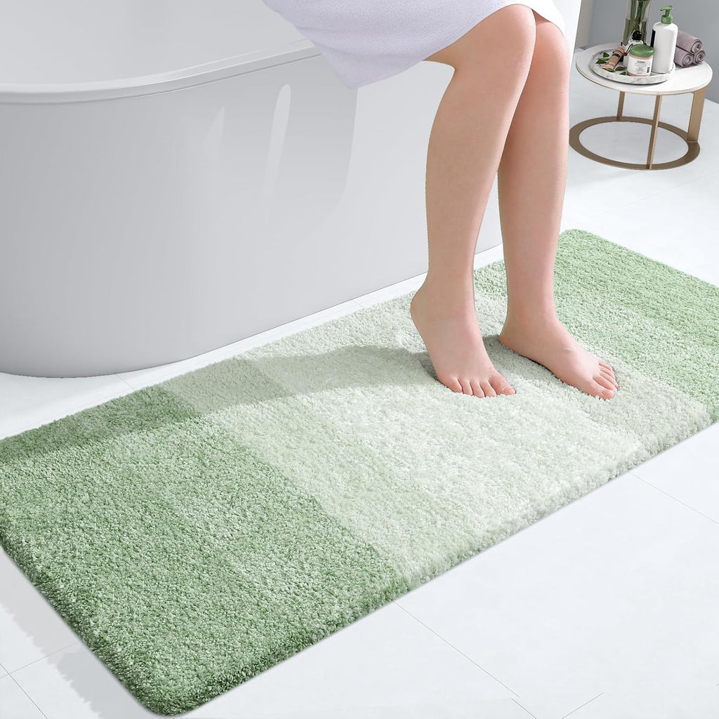 OLANLY Bathroom Runner Rug - Extra Soft Microfiber with Rubber Backing | Quick Dry, Washable, 47x20, Sage Green