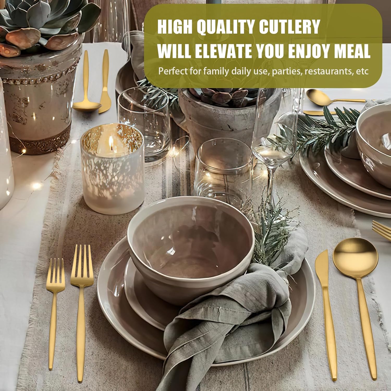 Terlulu 20-Piece Gold Silverware Set | Stainless Steel Flatware for 4 | Elegant Tableware for Home & Events