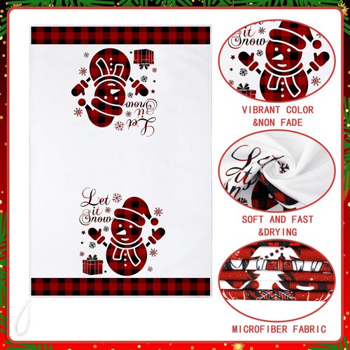 Sratte 6 Pcs Winter Kitchen Towels Snowman Gnome Truck Dish Towel Absorbent Red Black Buffalo Plaid Bathroom Hand Towels Farmhouse Winter Tea Towel for Kitchen Bathroom Decoration Housewarming Gift