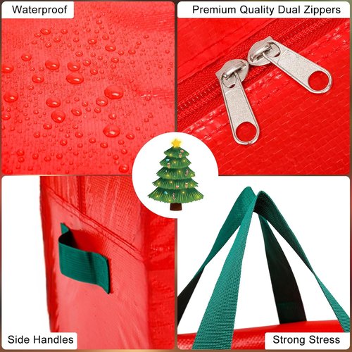 KRYSTY Christmas Tree Storage Bag - Durable Waterproof Zippered Bag for 7.5-Foot Holiday Tree | Red