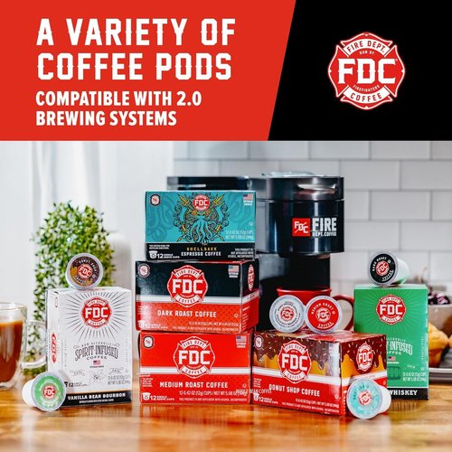 Fire Department Coffee - Gives Back to Firefighters - Skull Crushing Espresso Coffee Pods - Full-Bodied & Bold Espresso K Cups - Roasted in the USA - Veteran Owned - 24 Single Pods