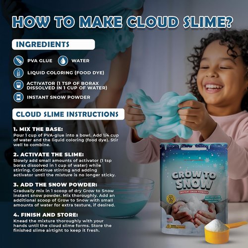 Grow to Snow Instant Snow Powder - Realistic Artificial Snow for Sensory Play & Holiday Decor | 5 Gallons