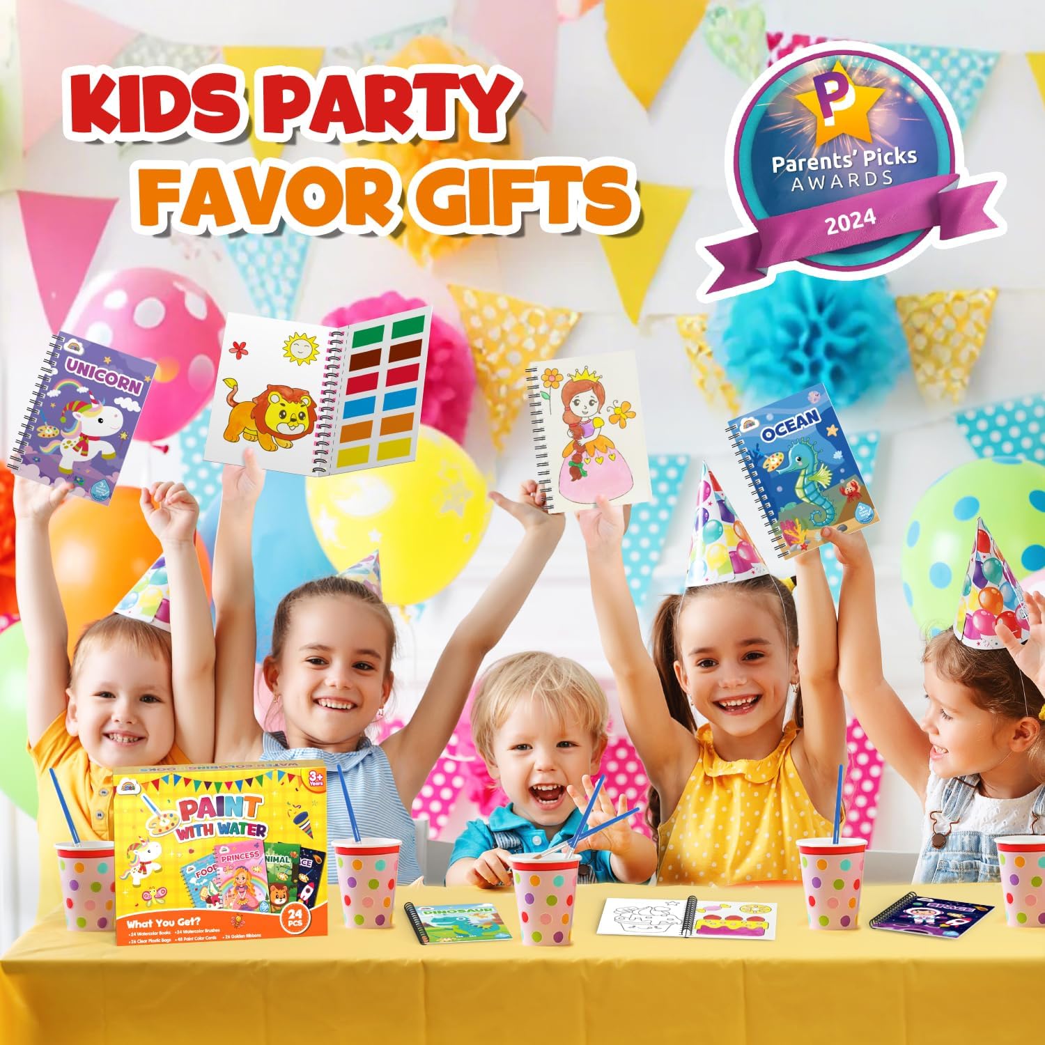 ZMLM 24 Mini Water Coloring Books - Perfect Easter Basket Stuffers for Kids Ages 4-8 | Fun Party Favors