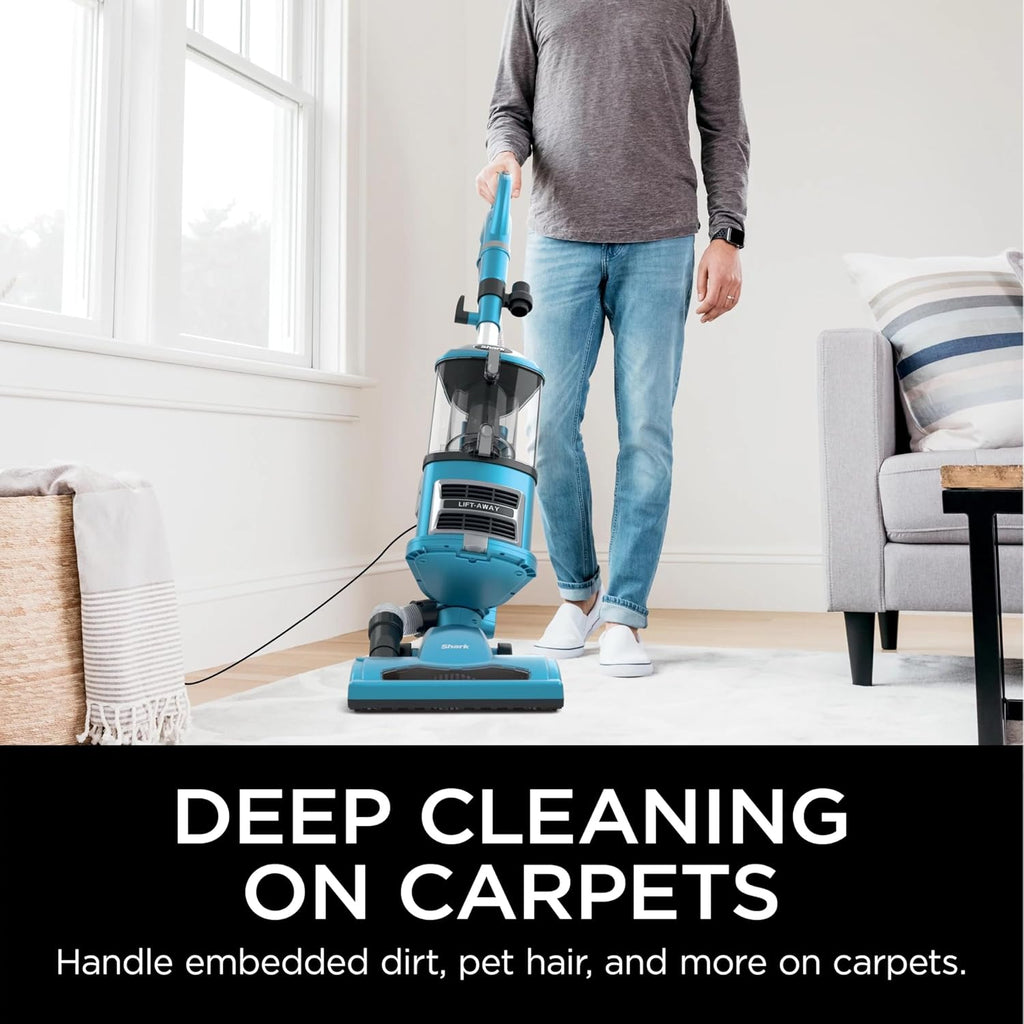 Shark NV380 Navigator Lift-Away Deluxe Vacuum - Large Dust Cup, Swivel Steering, Upholstery Tool | Blue (Renewed)
