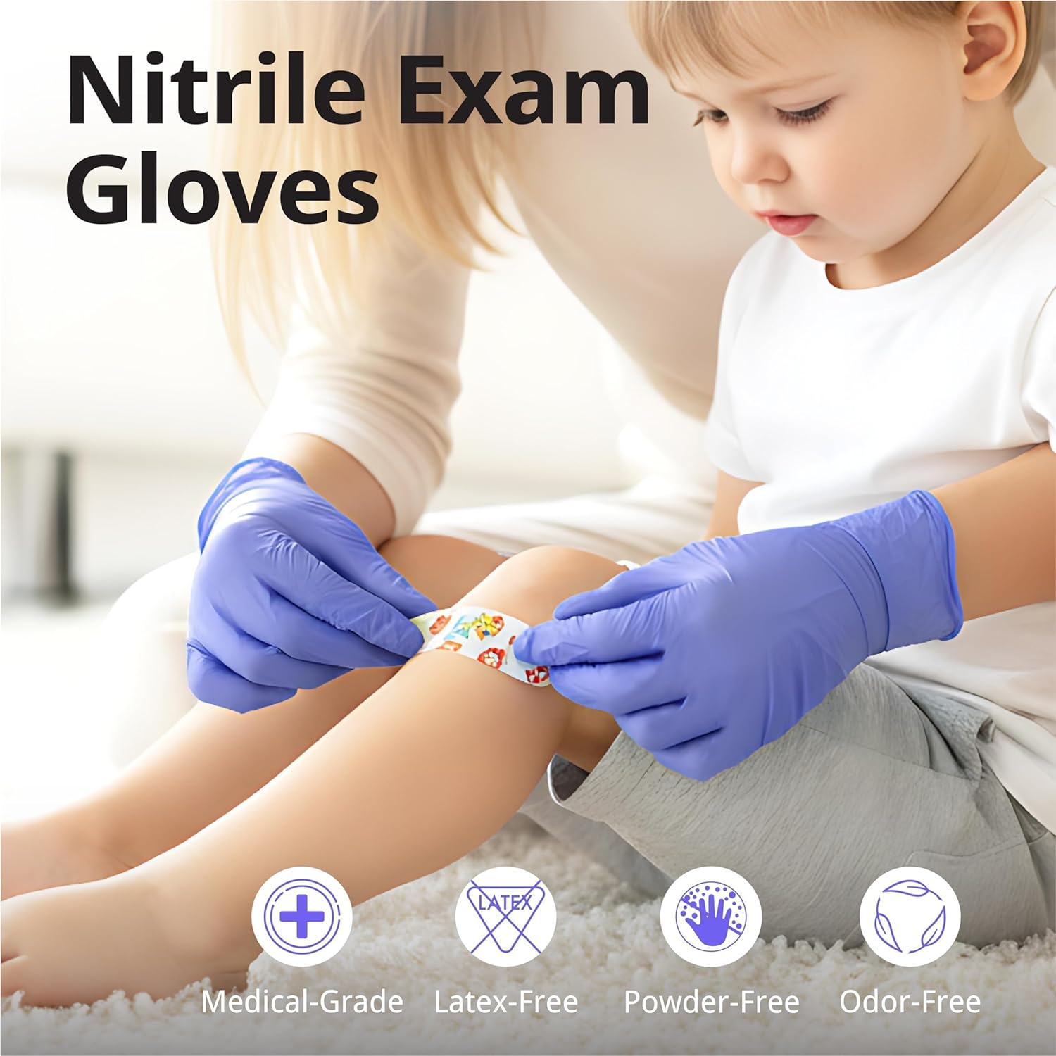 SwiftGrip Disposable Nitrile Exam Gloves - 3mil, Medium, Box of 100 | Latex-Free, Powder-Free, Violet for Medical & Food Use