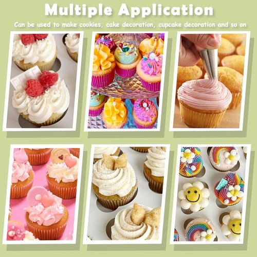 FANTEXY Cake Decorating Set - 33 Reusable Piping Bags & Tips with 24 Icing Tips, 2 Couplers & Scrapers