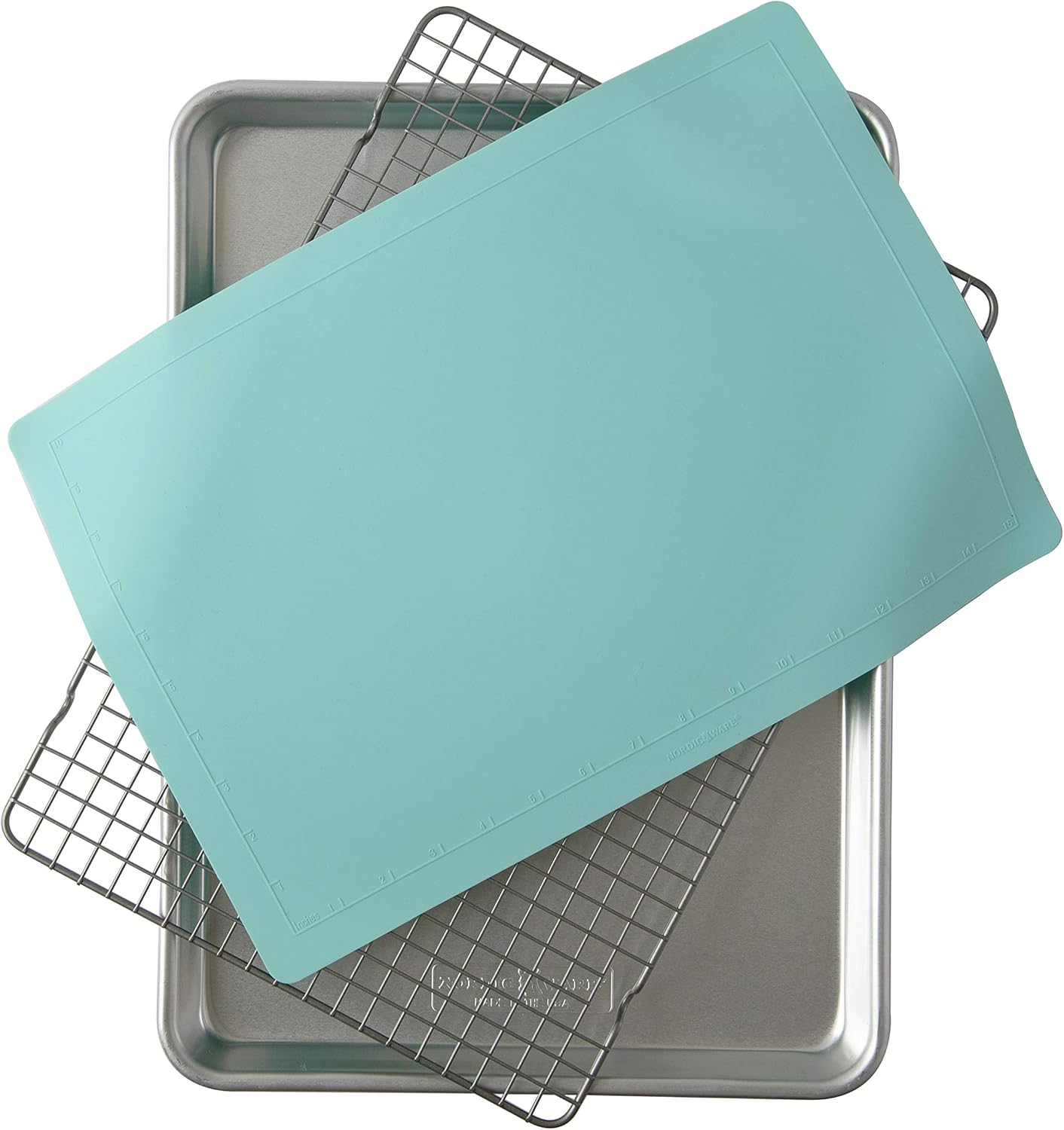 Nordic Ware 3-Piece Cookie Set - Includes Aqua Baking Mat for Perfect Baking Results