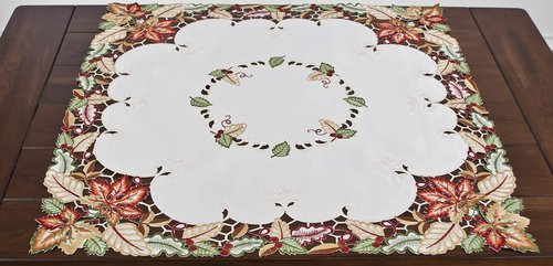 Fall and Maple Leaf Square Thanksgiving Table Topper Small Tablecloth (33 Inch Square)