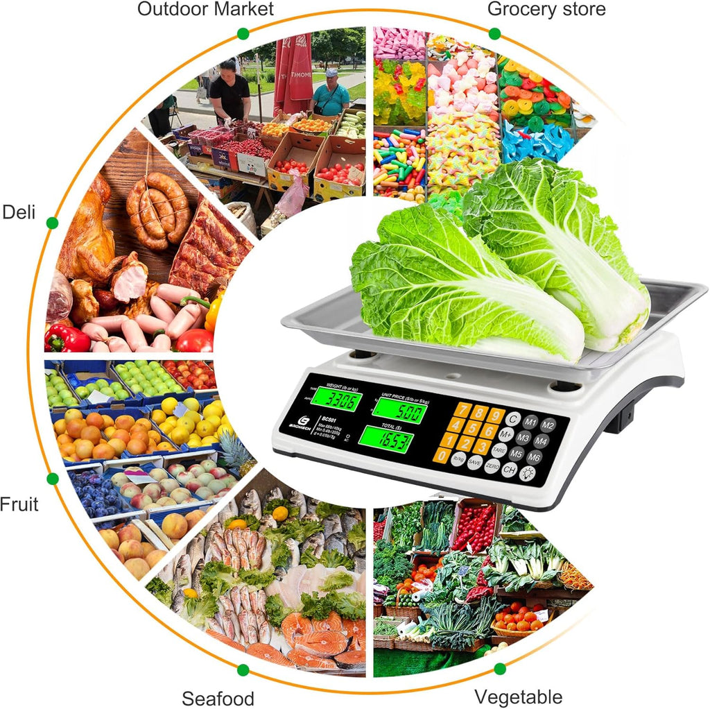 Price Computing Scale - 88lb/40kg Commercial Food Scale with Stainless Steel Platform & LCD Display