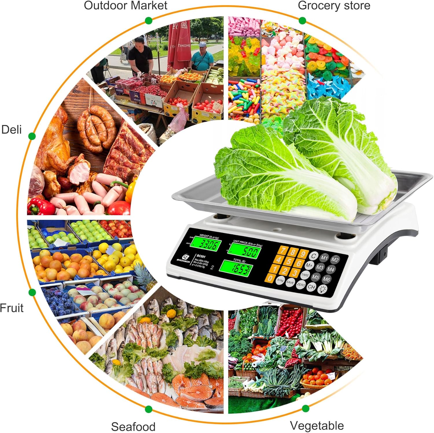 Price Computing Scale - 88lb/40kg Commercial Food Scale with Stainless Steel Platform & LCD Display