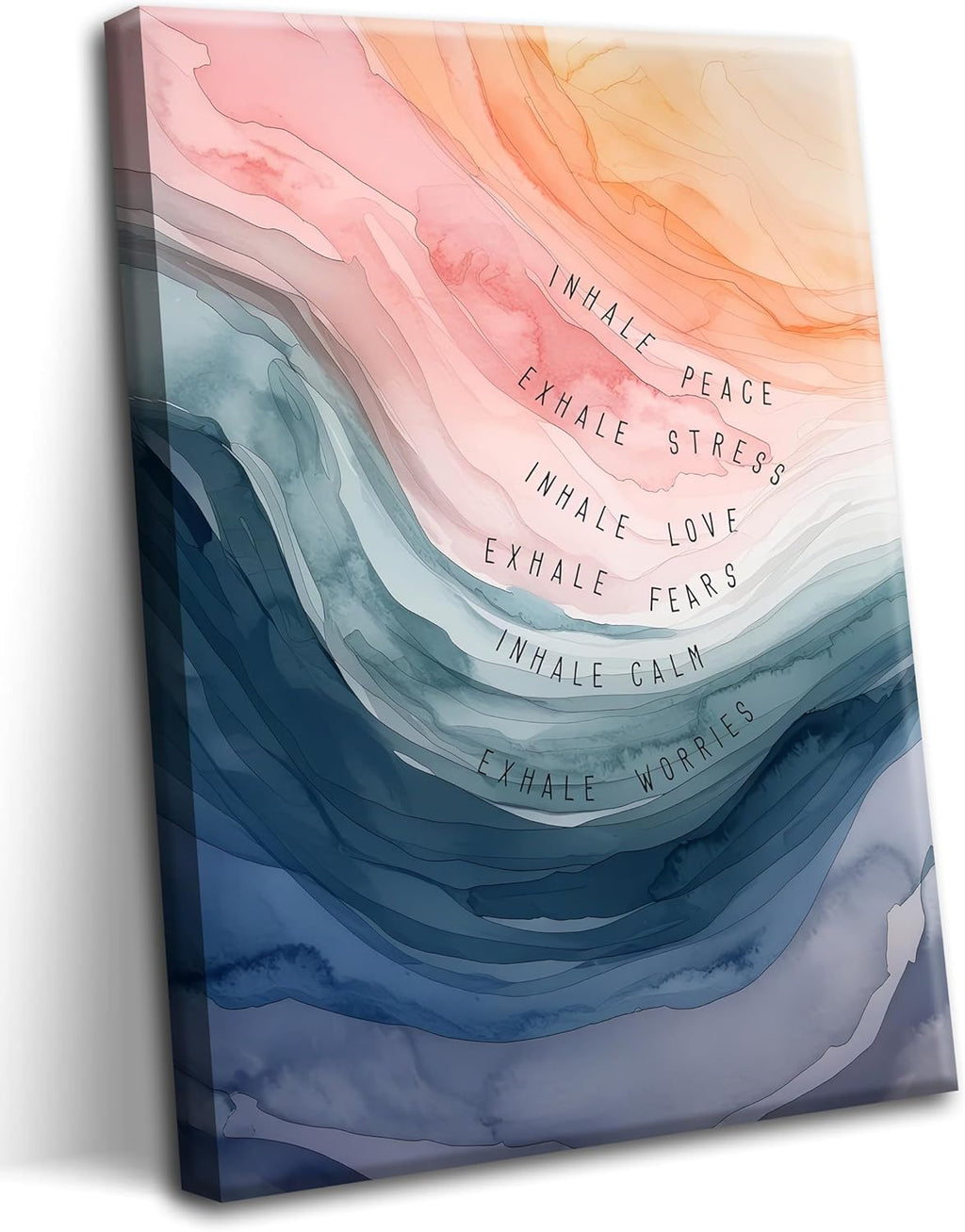 Regine Switzerland Mental Health Wall Art - Inspirational Inhale Exhale Canvas Print | 12x16 Inch Framed Decor