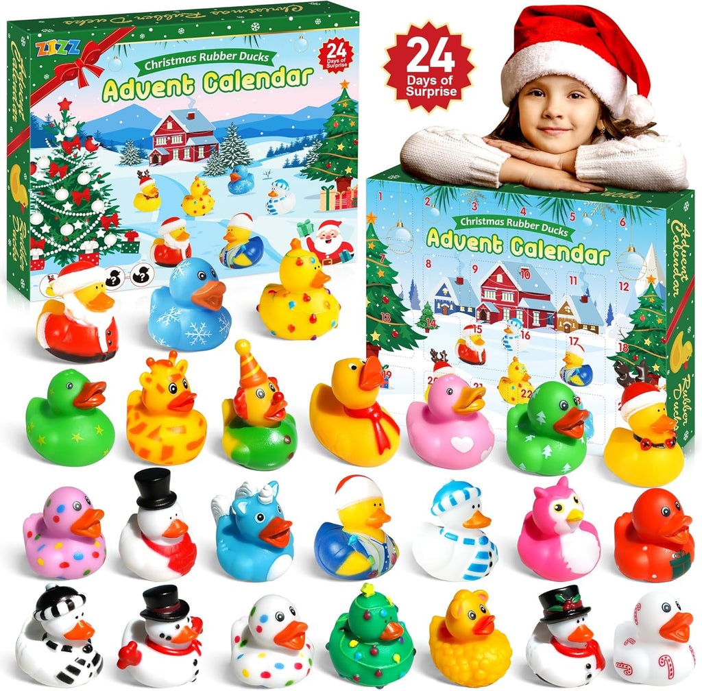 ZIZZ Advent Calendar 2025 | Christmas Rubber Duck Countdown - 24 Fun Gifts for Kids 3+