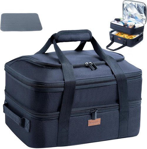 BAGSPRITE Expandable Insulated Casserole Carrier - Keeps Food Hot or Cold | Fits 9" x 13" Baking Dish