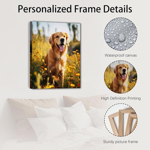 Custom Canvas Prints with Your Photos Customized Canvas Wall Art Personalized Canvas Pictures Gifts for Pet Dog Baby Family Mom Dad Men Women Couple Boyfriend Girlfriend Framed 8x12