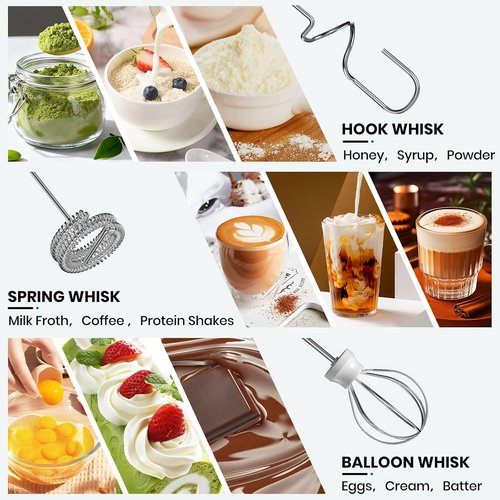 Colarlemo Milk Frother - Handheld Electric Whisk for Coffee & Lattes | Rechargeable with 3 Stainless Whisks, Black