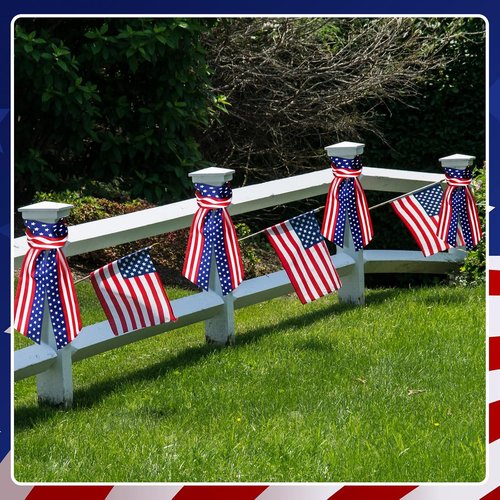 FuWeave Easter Wreath Sash Set - 4 Pcs Satin Embroidery Monogram for Indoor/Outdoor Decor | Red, White, Blue