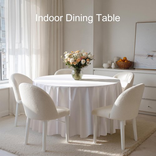 joybest 8 Pack Round Tablecloths 90 Inch White Table Cloth for 30-60 Inch Tables, Washable Polyester Fabric Table Cover for Wedding, Party, Reception, Banquet