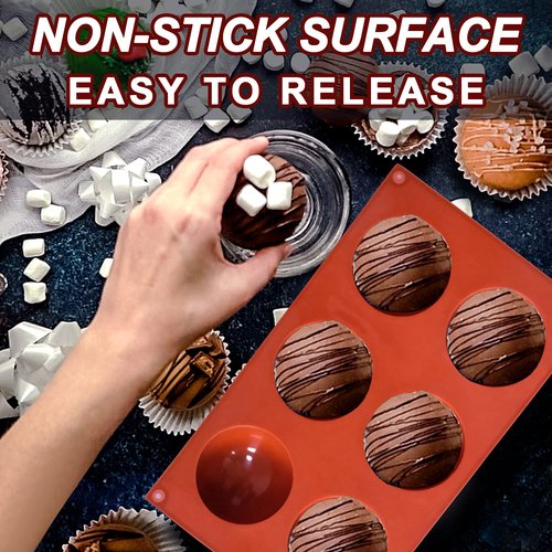 Lerykin Semi Circular Silicone Molds, Non-Stick Silicone Chocolate Molds,3 Packs Baking Molds for Making Chocolate, Cake, Jelly, Desert, Biscuit, Dome Mousse (6 Cups, 15 Cups and 24 Cups)
