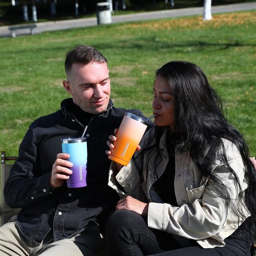 BJPKPK Insulated Stainless Steel Tumbler, Coffee Cup with Lid and Straw, Double Wall Vacuum Travel Mug, Powder Coated Leakproof Tumbler Cup,Lavender Green