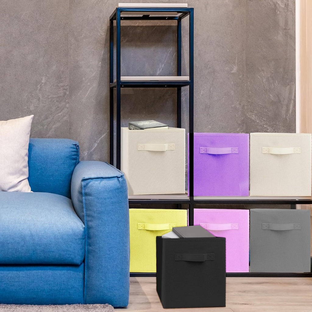 Skiennix Storage Cubes - 10.5 Inch Collapsible Fabric Bins for Organized Closets & Offices | Pink