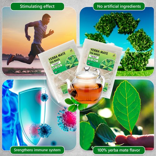 Yerba Mate Tea - Green Cut & Sifted - Unsmoked Energy Boost - 400 Tea Bags - Packed with Nutrients - Your Perfect Coffee Replacement