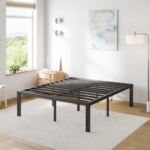 COMASACH Queen Bed Frame Heavy Duty,18" Black Metal Platform Bed Frame,Sturdy Steel Frames,No Box Spring Needed,Noise-Free,Easy Assembly
