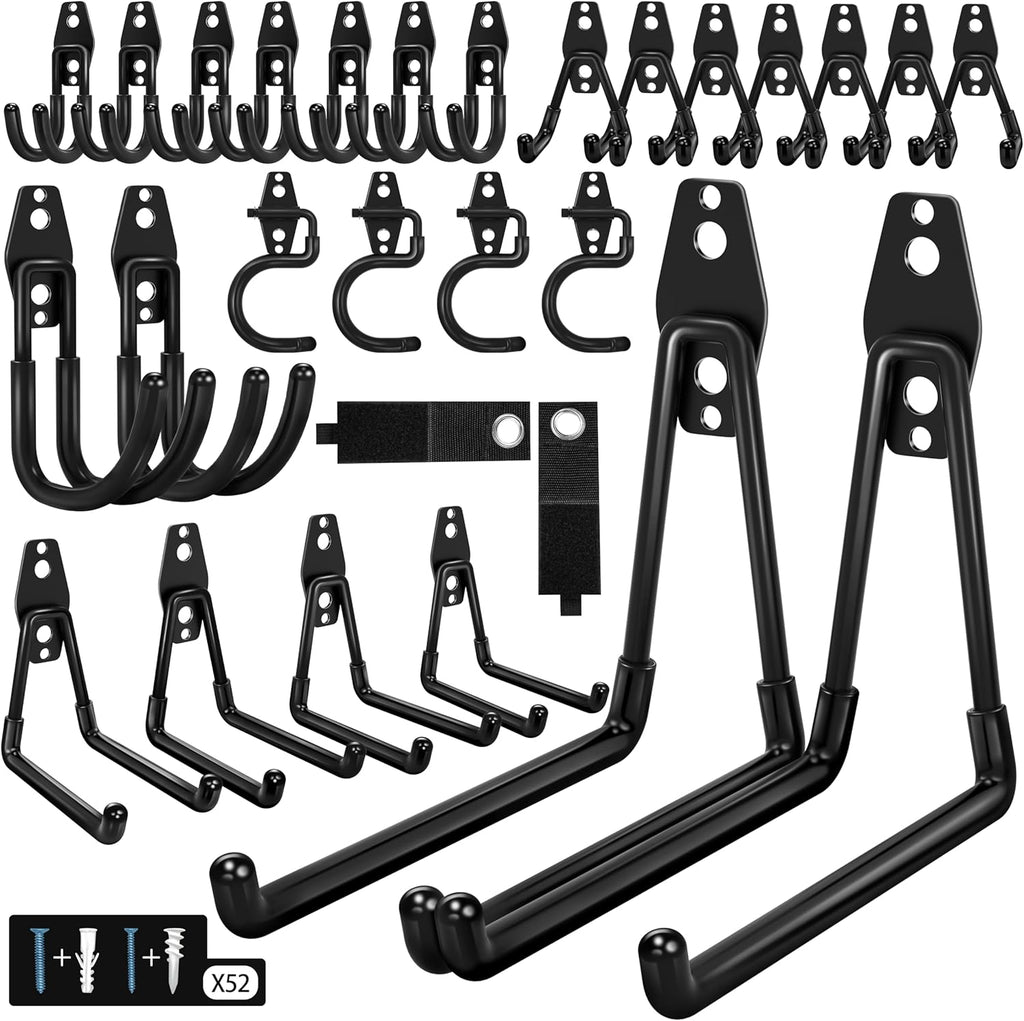Skiennix 28 Pack Heavy Duty Garage Hooks - Non-Slip PVC Coated Storage Solution for Bikes, Ladders & Tools