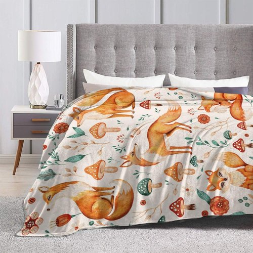Homieblanket Fox Blanket for Boys Girls, Cute Fox Themed Design Printed Throw Blankets for Kids Lap, Chair Sofa, Warm Soft Cozy Blanket, 40"x 50"