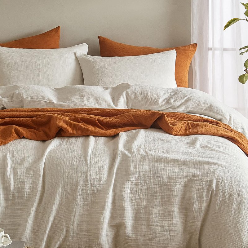 SE SOFTEXLY Muslin Pillowcases Standard Size 100% Cotton, 2 Pack Linen Like Pillow Shams with Envelope Closure, Ultral Soft and Breathable Pillow Case Covers, White, 20" X 26", No Filling