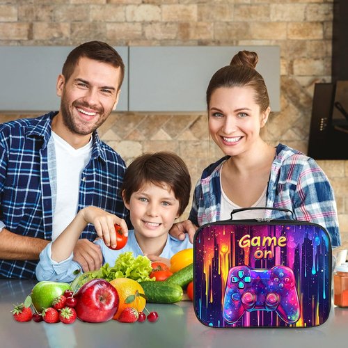 WOBAGMEN Kids Lunch Box,Small Cute Lunch Bag Insulated Lunch Bag Reusable Game Lunch Box for Girls Boys Toddler School Picnic Back to School Gift (coloful gameon)