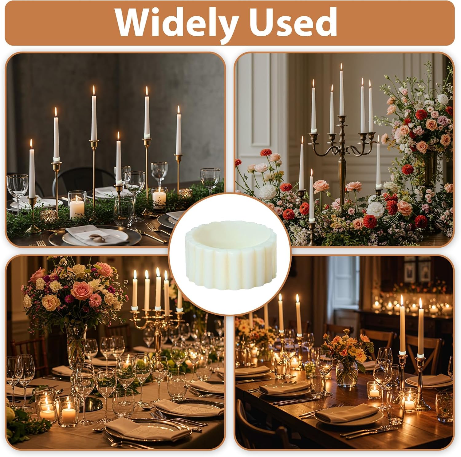 Skiennix Silicone Taper Candle Hugger Grips - 8PCS Candle Holders for Weddings & Home Decor