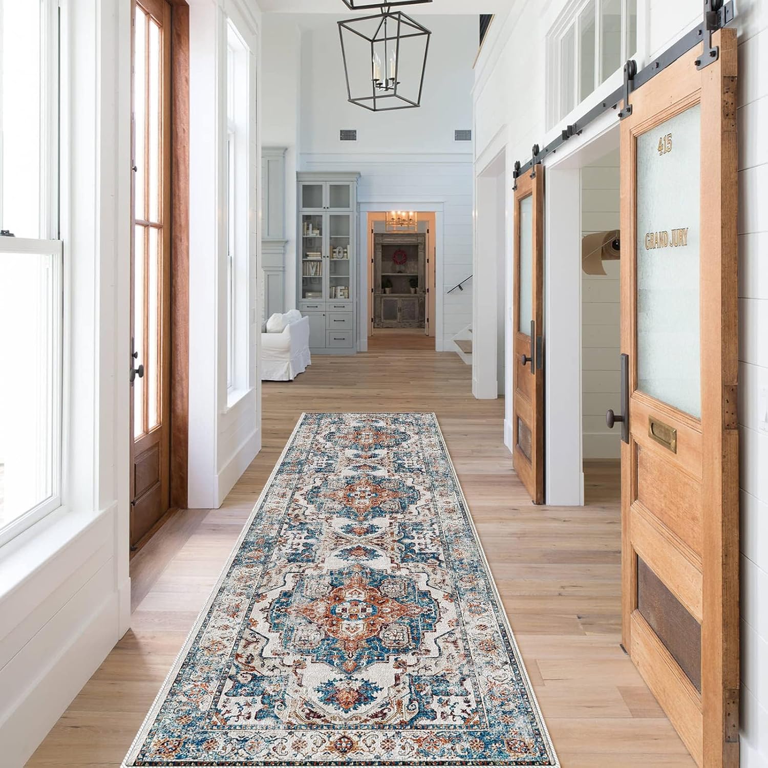 Skiennix 2x8 Washable Hallway Runner Rug - Ultra Soft Non-Slip Entryway Carpet in Brick Color