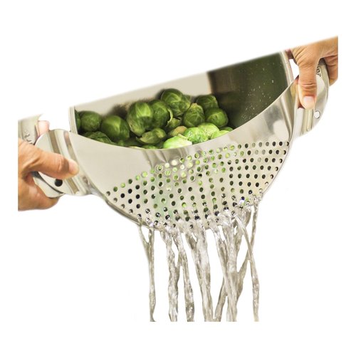 Zoie + Chloe Pan Pot Spaghetti Strainer - Premium 18/10 Stainless Steel - Fits All Pots Up To 10 Inches
