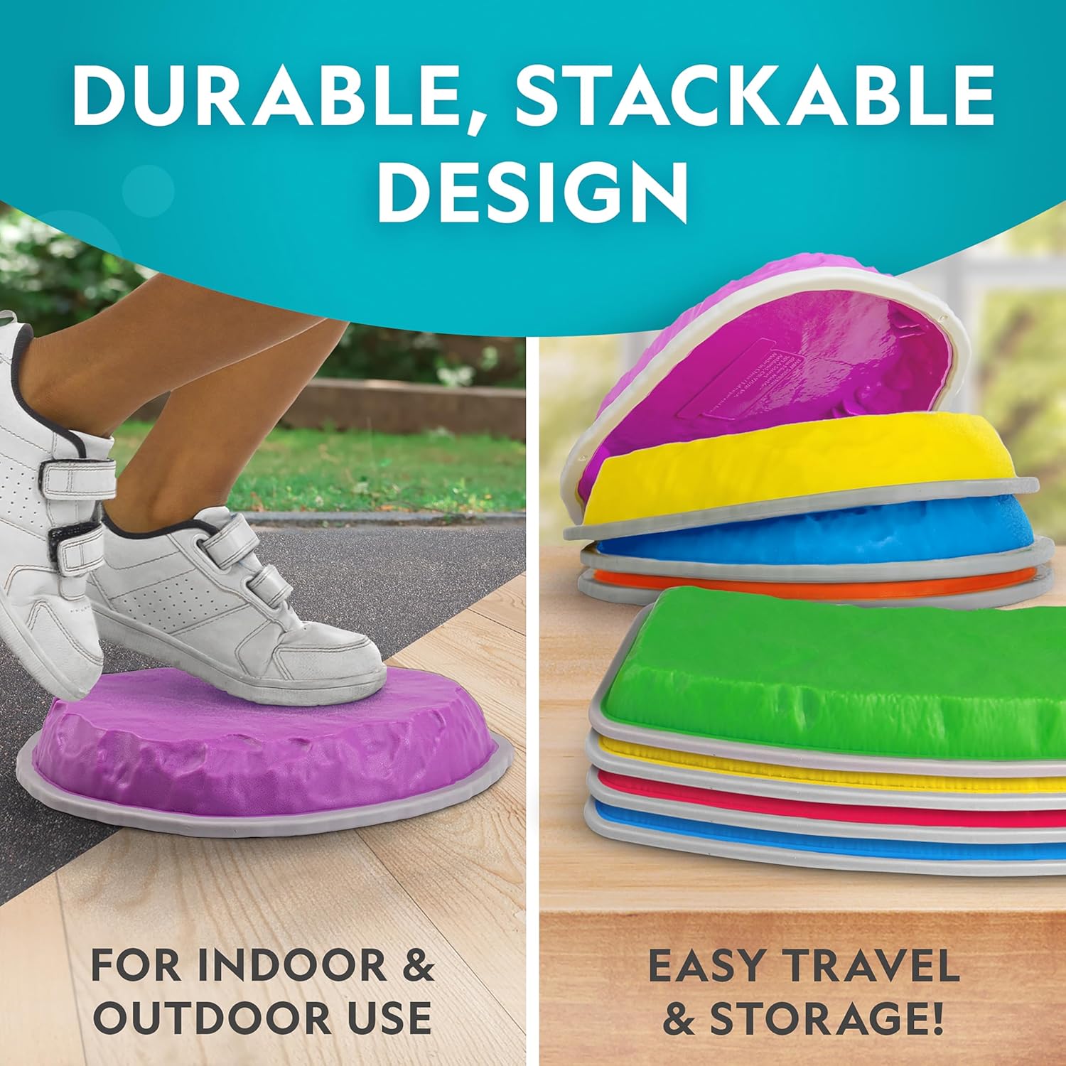 National Geographic Kids Stepping Stones - 12-Piece Obstacle Course for Ages 3+ | Foam Dice & Non-Slip Base