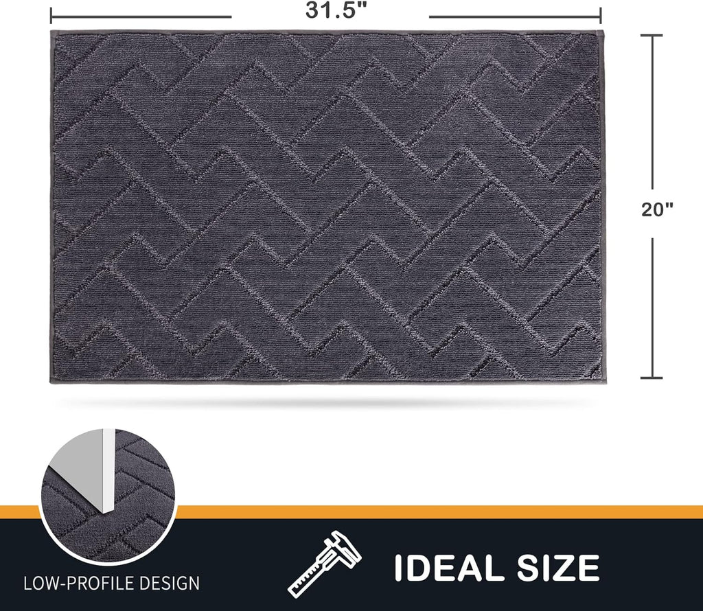 PURRUGS Dirt Trapping Door Mat - Non-Slip, Machine Washable Entry Rug | 20" x 31.5", Grey for Muddy Shoes & Paws