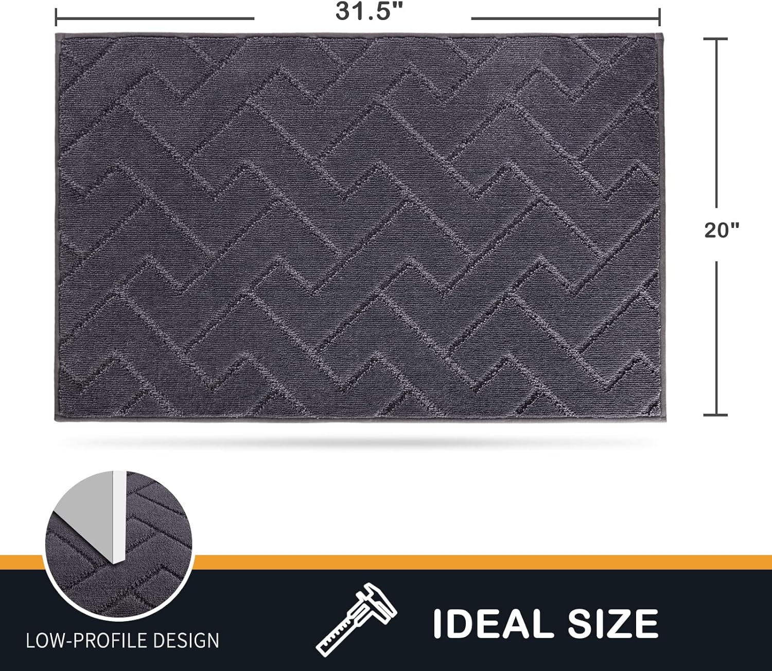 PURRUGS Dirt Trapping Door Mat - Non-Slip, Machine Washable Entry Rug | 20" x 31.5", Grey for Muddy Shoes & Paws