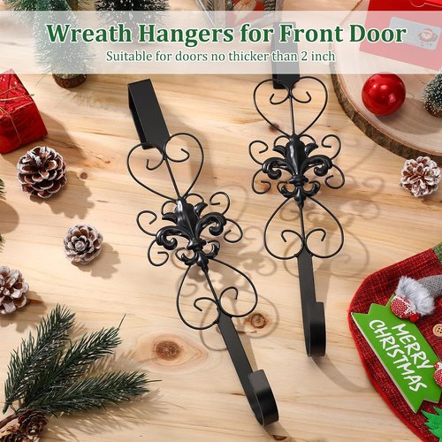 Elegant Black Wreath Hanger by [Brand Name] - Heavy Duty Metal Hook for 15.5 Inch Wreaths | Indoor & Outdoor Decor