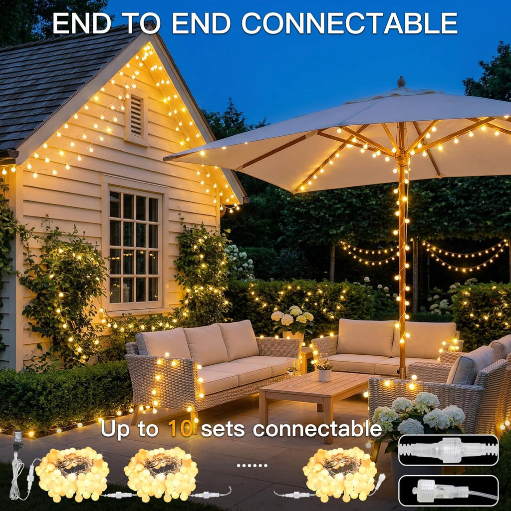 Suddus 33ft Connectable Globe String Lights - 100 LED Indoor Fairy Lights with Remote | Warm White Decor