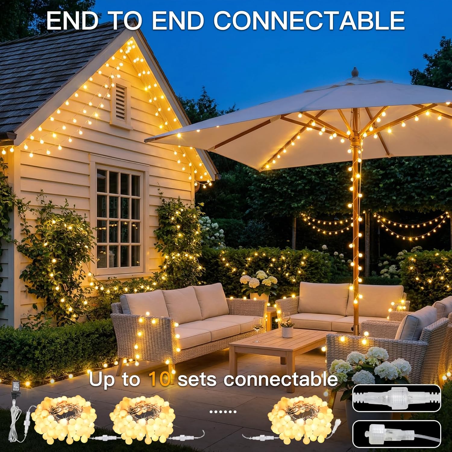 Suddus 33ft Connectable Globe String Lights - 100 LED Indoor Fairy Lights with Remote | Warm White Decor