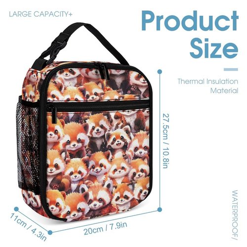 CaomeiWu Red Panda Backpack with Lunch Box & Pencil Case for Kids Girls Boys School, 16 Inch Cute Red Pandas Bookbag, School Backpack for Students Children, Lightweight, Large Capacity