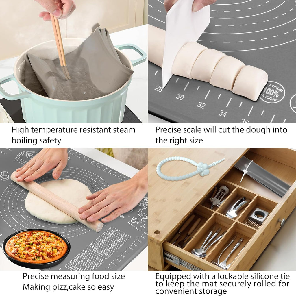 Skiennix Silicone Baking Mat - Extra Thick Non-Stick Pastry Mat with Measurements | 32x24 Inch