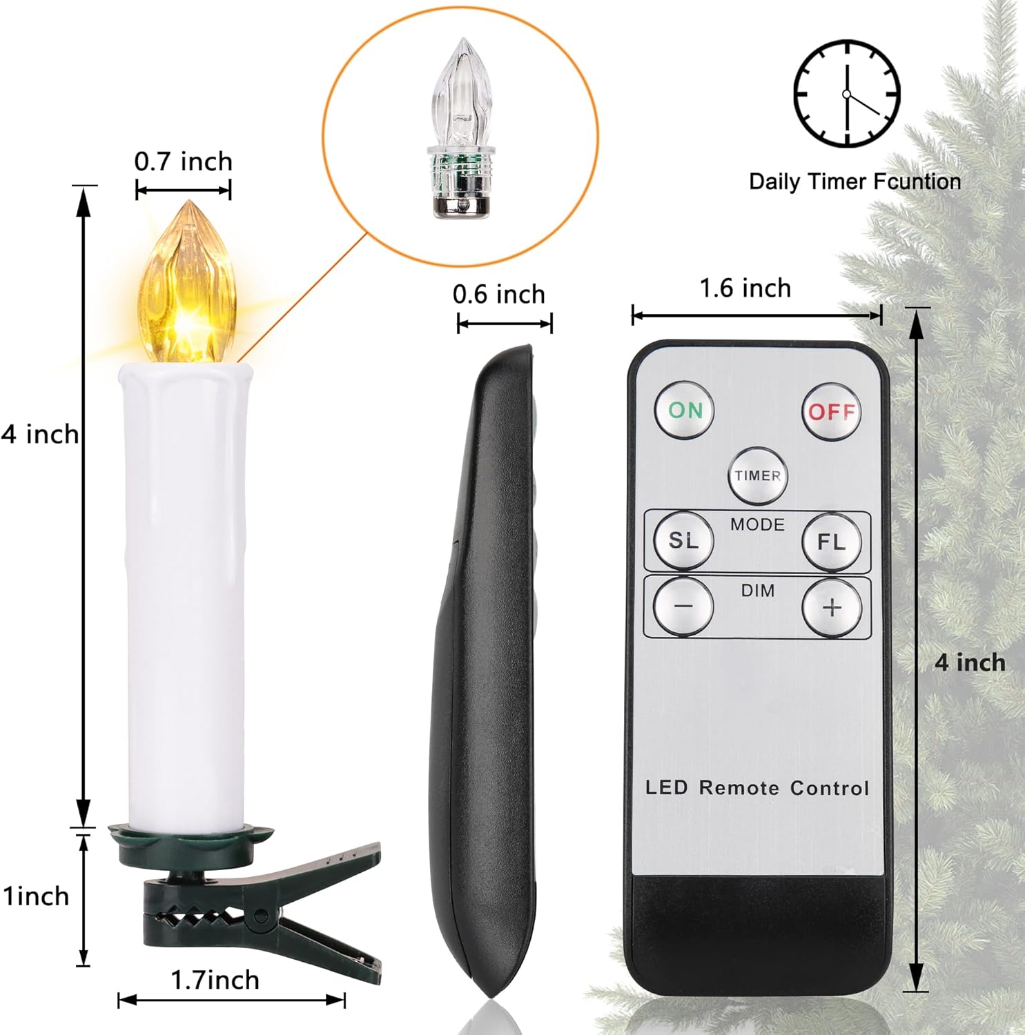 Skiennix Flameless LED Taper Candles - Battery Operated Mini Clip-On Lights with Remote Timer | 30PCS White
