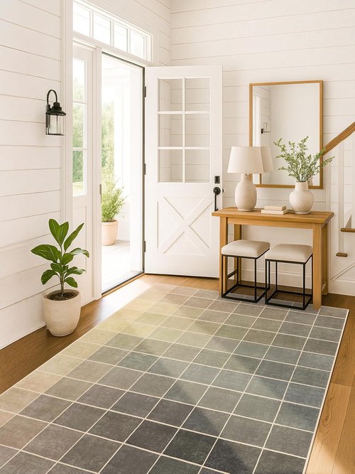 Minimalist Modern Office Rug by Washable | Non-Slip 5x7 Low Pile, Stain Resistant Gray & Beige